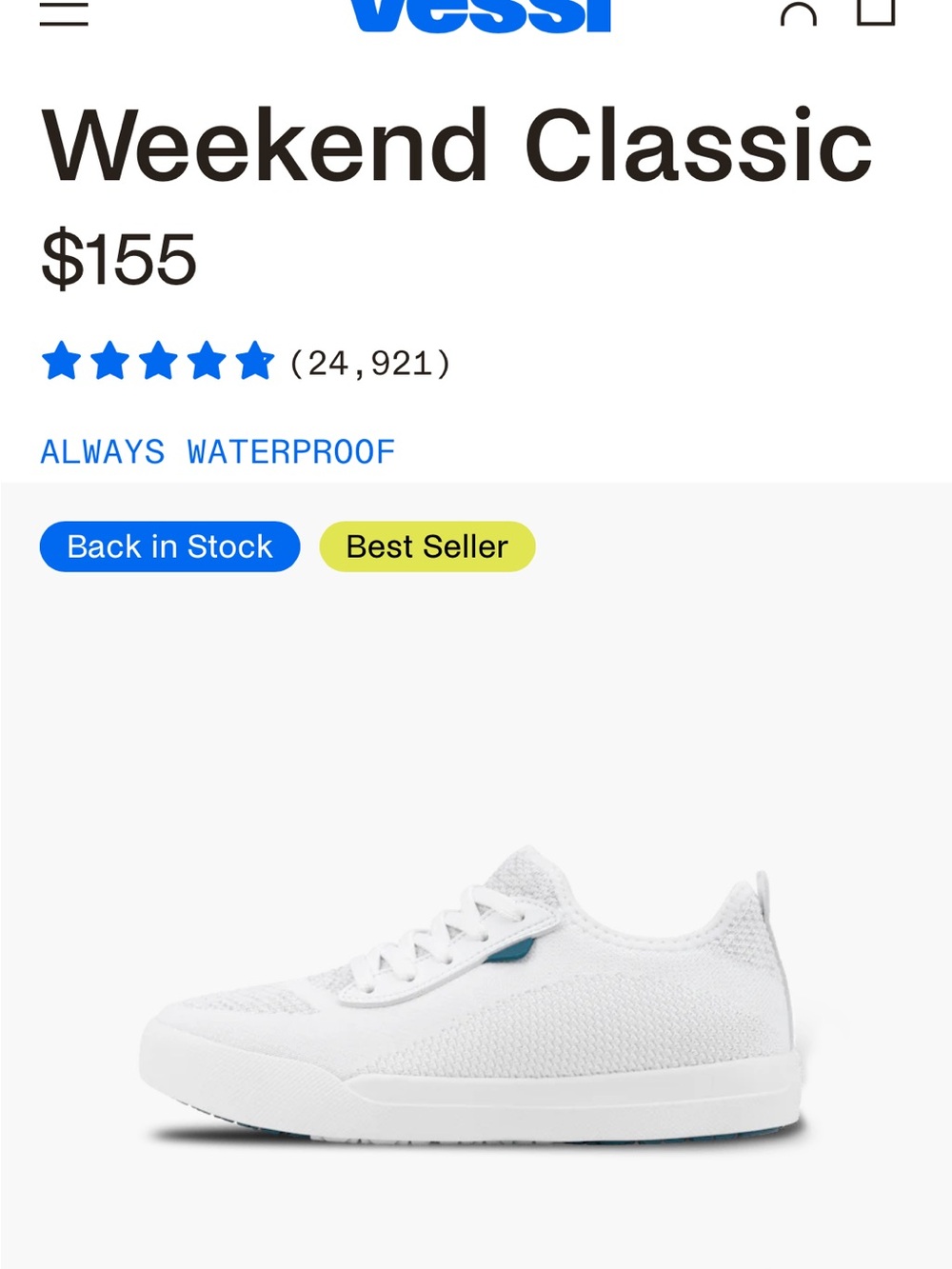 Vessi Women’s White Weekend Classic Waterproof Sneakers